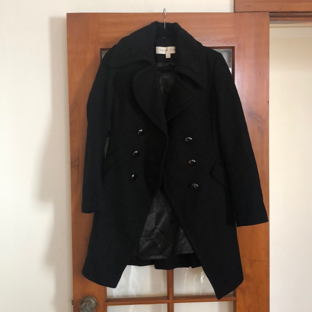 Trina Turk size 2 black pea coat